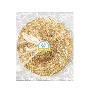 Popetpop adjustable chihuahua straw hat fashion dog sombrero hat cap mexican party hawaii garden sun bucket cap for puppy and kitty  size s   cucciolini doodles