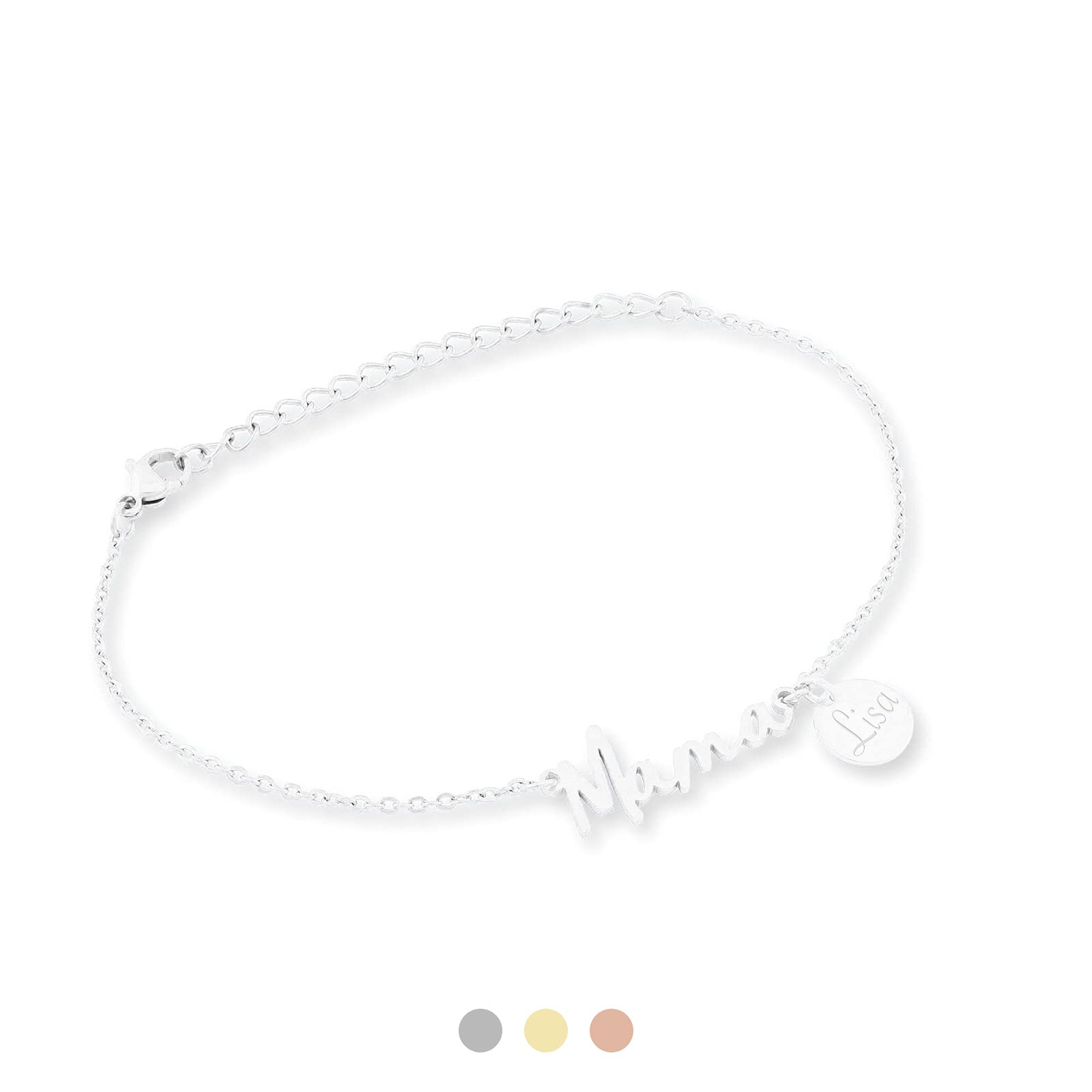 MAEVA – Mama Armband mit Namen Gravur | Personalisiertes Geschenk | Persönlicher Schmuck | Farben Silber Gold Roségold | Geschenkidee zur Geburt Muttertag