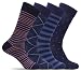 Mens 4 Pack of Light Cotton Blend Fun, Funky and Colorful Business Dress Socks (Shoe: 8-12/Sock: 10-13, Navy 3)