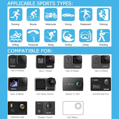 Kit de accesorios 50-en-1 para cámara deportiva Hero 13 12 11 e Insta360 7