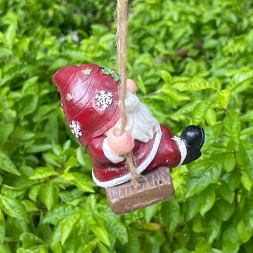 Figuren Von Gartenzwergen | Dekorative Statuen Von Weihnachtszwergen Mit Schaukel | Skulptur Aus Kunstharz | Für Outdoor Indoor Rasen Balkon Fenster Hof Baum Hinterhof Innenhof Terrasse Garten – Bild 3