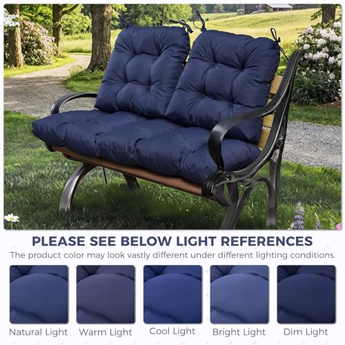 Aegisun Wicker Chair Cushions of 3 Pieces, Waterproof Cushions for Patio Furniture, Tufted Wicker Outdoor Furniture Cushions, 1 Patio Loveseat Cushion and 2 U-Shaped Cushions, 44"x19"x5", Navy Blue - image 5