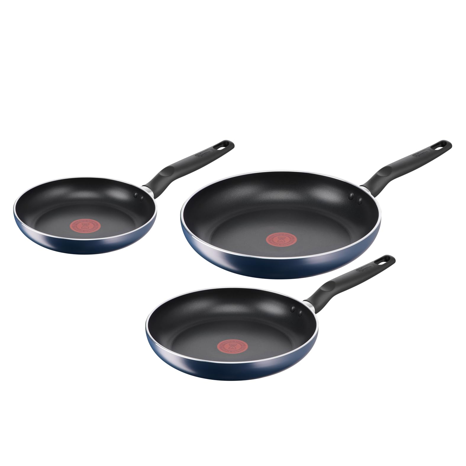 Lagostina Mirtillo, Set di 3 Padelle 20, 24 e 28 cm con rivestimento in Titanio Antiaderente per Tutti i Piani Cottura, Tecnologia Thermo-​Signal, Cottura Uniforme