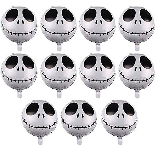 20PCS Halloween Skull Skeletons Foil Balloons Party Decorations Supplies - Happy Halloween Skull Party Decorations for Day of the Dead Party Supplies Decorations