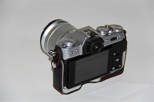 Xt10 Case, Bolinus Handmade Genuine Real Leather Half Camera Case Bag Cover For Fujifilm Fuji X-T10 Xt10 Opening Version + Hand Strap -Black #TOP4
