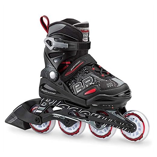 Bladerunner by Rollerblade Phoenix Boys Adjustable Fitness Inline Skate, Black and Red, Junior, Value Performance Inline Skates, US size Youth 5 to 8