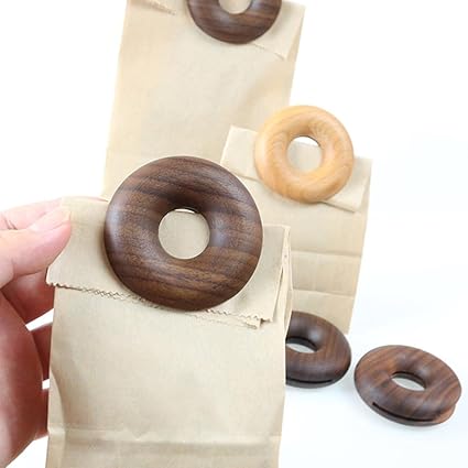 Generic Donuts Wooden Sealing Bag Clips Tea Sealing Strips Keep Your Food Fresh Walnut L