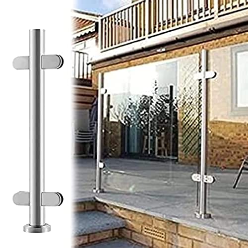 Poteau de balustrade en verre en inox argenté 120cm pour rambarde de sécurité