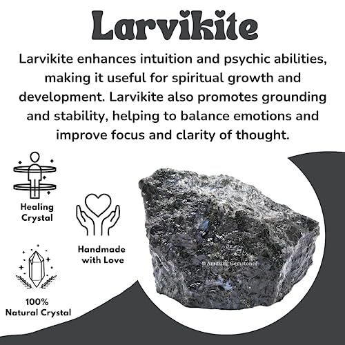 Image of Amazing Gemstone 2 Pieces Larvikite Raw Crystals and Healing Stones, Natural Rocks for Tumbling and DIY Raw Stones and Crystals