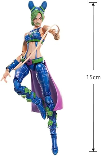 Miniatura 6 de Figura de anime de Cujoh Jolyne de 5.9 in, modelo de estatua con accesorios, cara intercambiable, articulación móvil, piezas extraíbles, colección