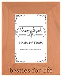 ThisWear Besties for Life Best Friends Forever Gift Natural Wood Engraved 4x6 Portrait Picture Frame...