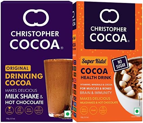 Christopher Cocoa Powder, Drinking Chocolate Cocoa, 100g, Super Kids Cocoa Powder Health and Nutrition Drink, No Sugar Vegan, 100g (For Kids and Adults)