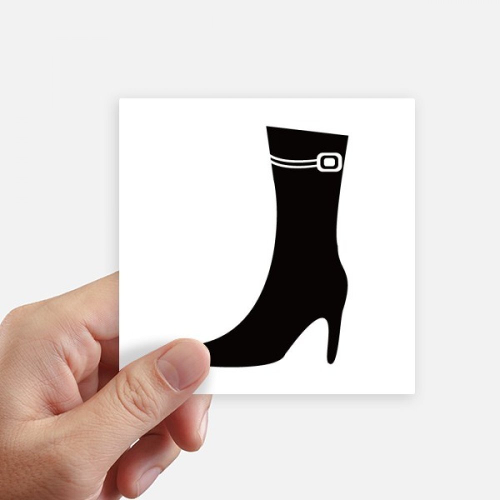 Autocollant carré 10cm à motif graphique simple de talons hauts noirs x8
