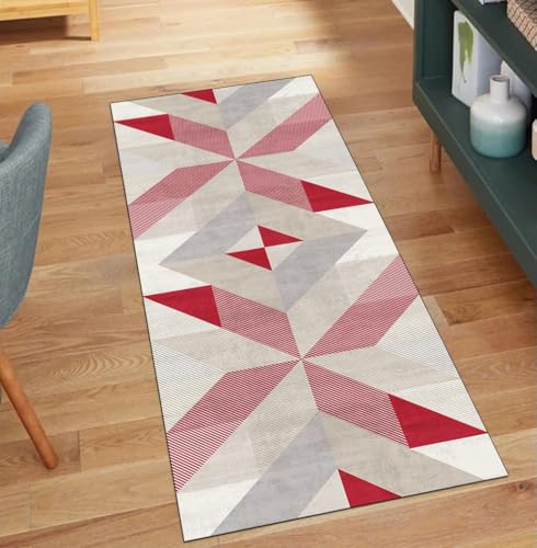 Alfombra de pasillo roja antideslizante lavable de 50x250 cm 2