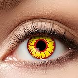 Party Factory Farbige Wochenkontaktlinsen in gelb und rot für Halloween Partys und Karneval Kostüme