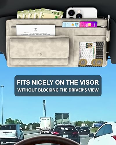 Image of FEDUS Premium Car Sun Visor Organizer CAR Organiser and Storage Car Document Holder, Sunglasses Holder for Car, car all New Accessories Multipocket Pouch Auto Interior Accessories for Truck, SUV, Van