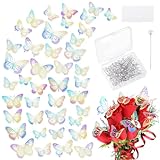 AHANDMAKER 100 Stück Blumenstrauß Anstecknadeln Blumenstraußnadeln Und 72 Stück 3D Schmetterlings Wanddekoration. Blumenarrangement Zubehör Für Muttertag Valentinstag Hochzeit Geburtstagsparty