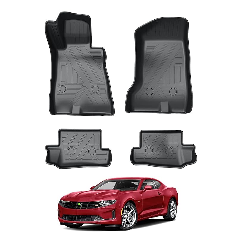 Tapetes automotivos KUST para Chevy Camaro 2016–2024, borracha preta, dianteiros e traseiros, 4 peças