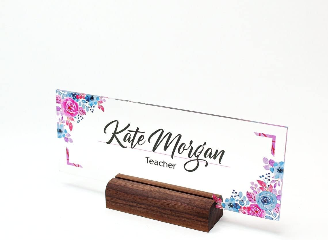 Desk Name Plate Personalized, Name Plate for Desk, Custom Office Desk Decor Office Gifts for Women Men, Acrylic Desk Accessories Employee Appreciation Gifts for Boss, Manager, Teacher, Nurse (8"x3")