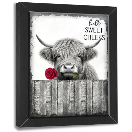 citari Highland Cow Bathroom Decor Wall Art, Funny Animal Picture 16"x24"