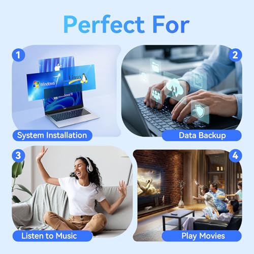 Graveur DVD Blu-Ray USB C externe compatible Windows, Mac et Linux pour PC portable