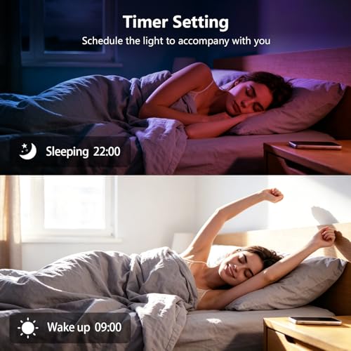 Image of FONEWE Smart WiFi LED Lights 50 ft Remote Control Through APP Led Strip Lights Supports Alexa and Google Assistant Timing Function RGB Color Changing LED Lights for Bedroom and Party