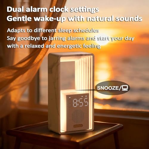 Reloj despertador Sunrise con pantalla regulable, luz nocturna, 9 sonidos de ayuda para dormir, temporizador de apagado automático, puerto de carga USB, ideal para viajes o uso doméstico