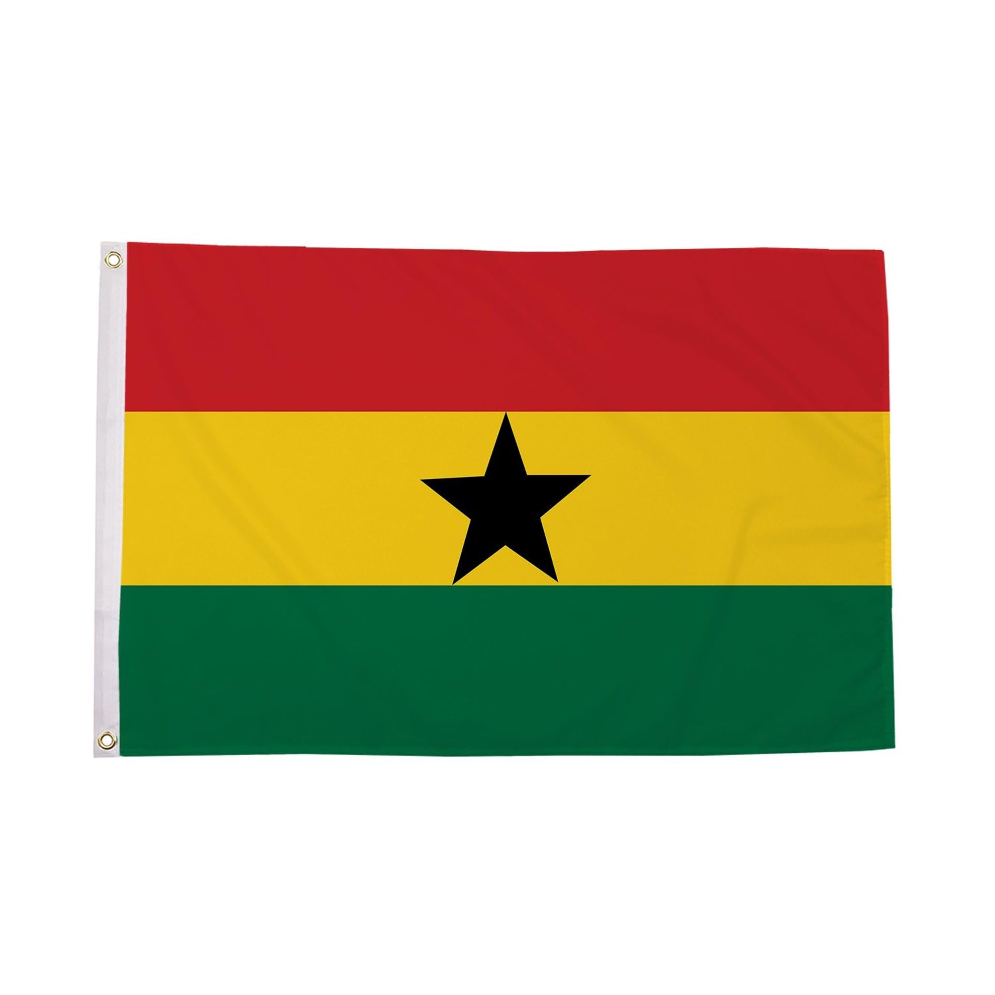 Flagtex Ghana Large Flag 8ft x 5ft Premium African National Flag Red Yellow Green Black Star Fade Resistant Polyester Double Stitched Reinforced 240cm x 150cm Outdoor Banner — image 1