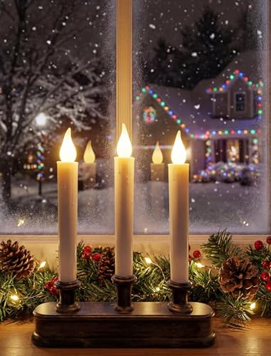 Pallerina 3-Light Window Candles with Sensor Dusk to Dawn, 10