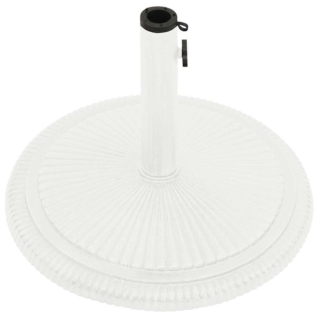 Stojak na parasol przeciwsłoneczny, biały, żeliwo, 45 x 45 x 30 cm, z adapterem do drążków parasoli 35-48 mm, na balkon, taras, do ogrodu, stabilna podstawa parasola z dekoracyjnym kwiatowym