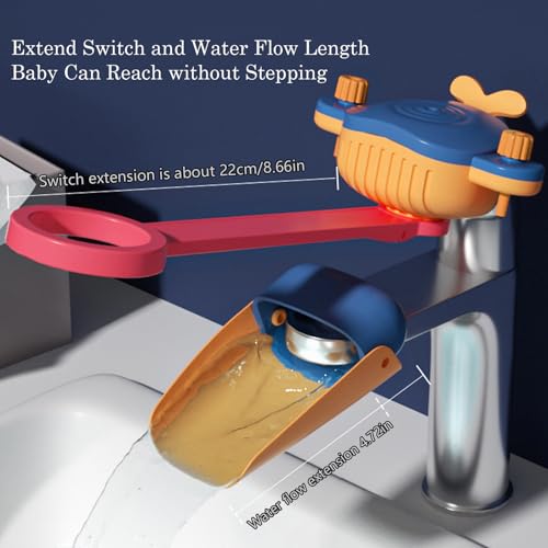 Image of Faucet Handle Extender Set, Faucet Extender for Kids Child Sink Extender Kids Hand Wash Helper Faucet Extender for Bathroom Sink-Blue Yellow