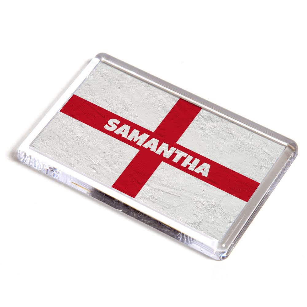 FRIDGE MAGNET - Samantha - St George Cross/England Flag - Girls Name Gift