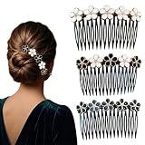 IBXWMNG Juego de 3 Peines de Pelo de Flores en Acrílico Set de Peinetas Vintage Peine Lateral Pequeño para Mujer Accesorios de Peinado Diario