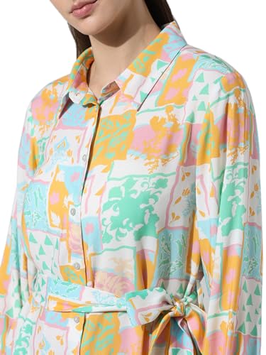 Image of ONLY Abstract Printed Belted Shirt Dress