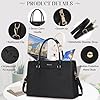 RAINSMORE Sac Cabas Femme Sac a Main Grande Capacité Sac Ordinateur Femmes 15.6 Pouces PU Cuir Sac de Cours Lycee Imperméable pour Travail Affaires Noir #3