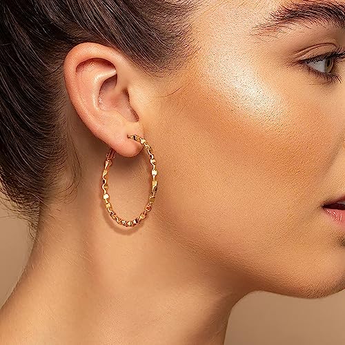 Gold Hoop Earrings 14K Jewelry for Womens Earrings Modish Hoops Earring Gold Earring Hoops Thick Chunky 40mm2
