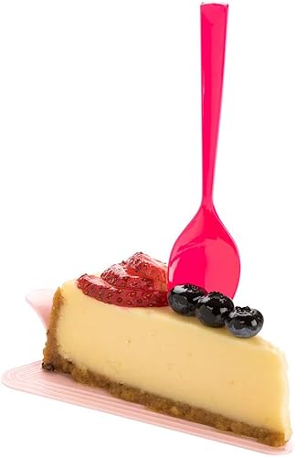 Restaurantware Cucharas de postre de 4.5 x 1 pulgada, 100 cucharas desechables de degustación, asas resistentes, cucharas de plástico magenta de