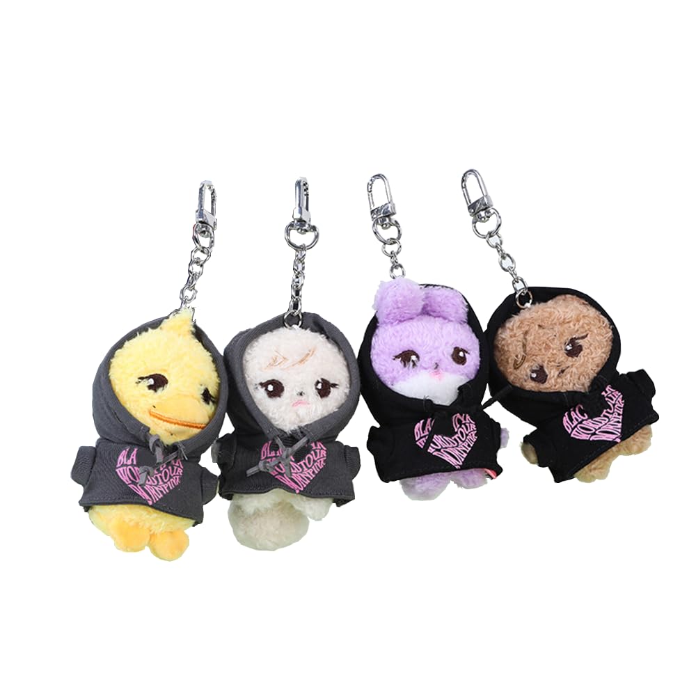 Ariesxin Women's Multi-Coloured Kpop Jisoo Jennie Rose Lisa World Tour Plush Doll Keyring Born Pink Ornament Gift, 14 Cm