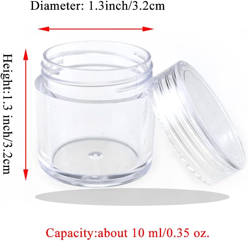 HAHIYO 16PCs 10ml/0.35oz Clear Acrylic Empty Paint Container Mini Paint Pot Slime Container Paint Slime Cup Airtight Paint Storage Bead Craft Storage Container with Lids for Kid Classroom Art Craft