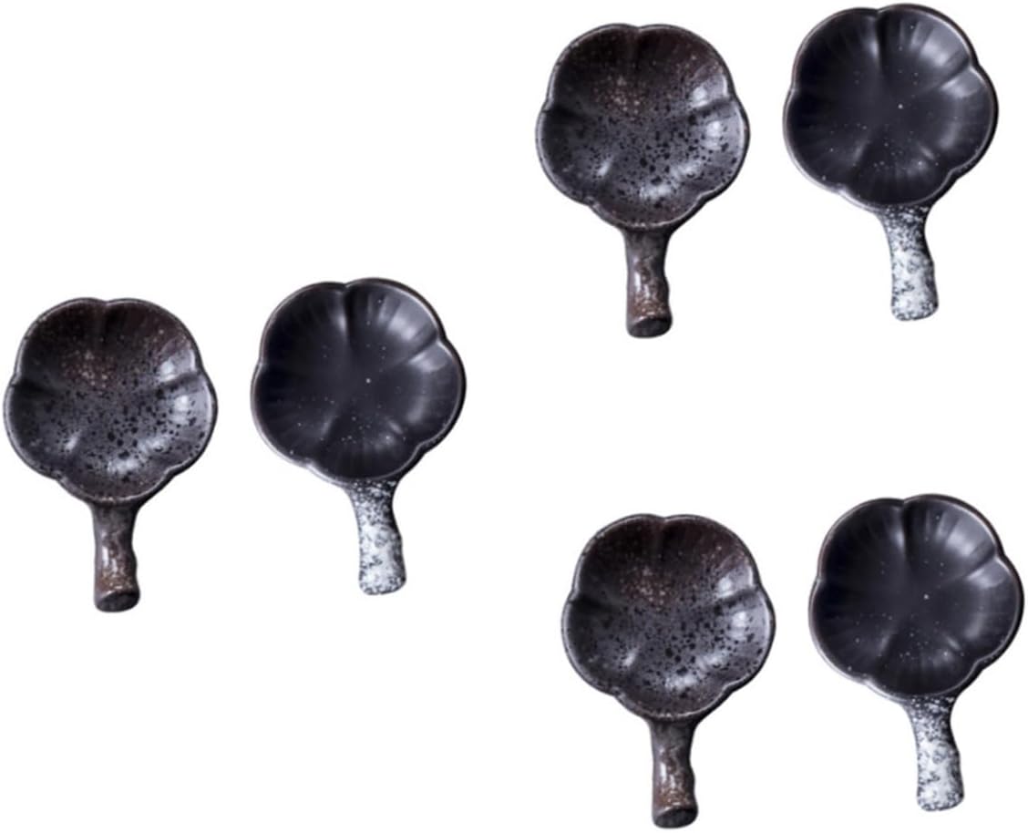 Cabilock Ceramic Chopstick Rest Rack with Soy Sauce Dish 6-Piece Set for Home and Hotel Kitchen Utensils Holder for Chopsticks Forks Spoons Reusable Condiment Dishes