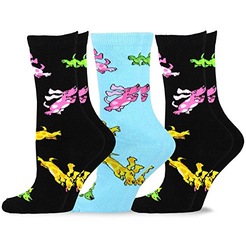 TeeHee Colorful Puppies Women's Cotton Crew Socks,9-11,Colorful Puppies