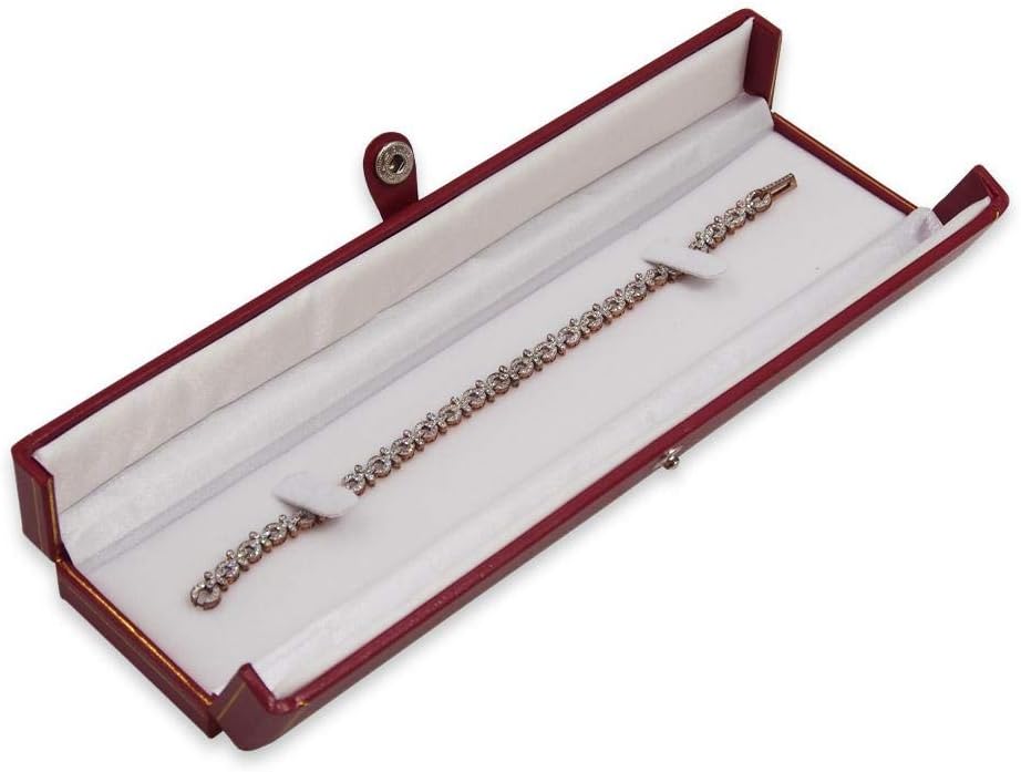 Black/White Necklace Deluxe Snap-Tab Leatherette Box