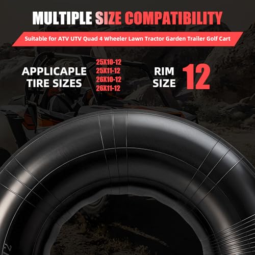 Image of 2 Pcs 25x10-12 ATV Inner Tubes with TR6 Valve Stem | Butyl rubber for UTVs /Golf Carts /Mowers
