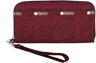 De Luxe Claret Tech Wallet Wristlet, Zip Around Wallet/Detachable Wristlet Strap, Holds Cell Phone, Style 3462/Color E471, LS Monogram Logo, Tonal Cranberry/Pomegranate Red Jewel-Tone Logo, Le Logo De Luxe Claret (Ls Monogram Logo Design), One Size