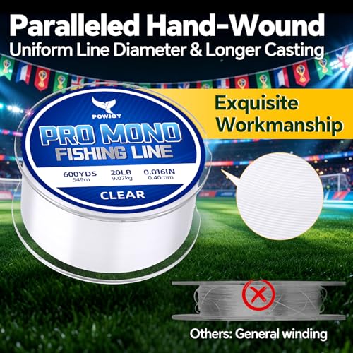 Image of Monofilament Fishing Line with Knot Guide Card, Tangle-Free Snap Ring for No More Mess, Low Memory Smooth Casting Nylon Mono String, 15 /20 /30 /50 /80LB, 220-1050 Yards