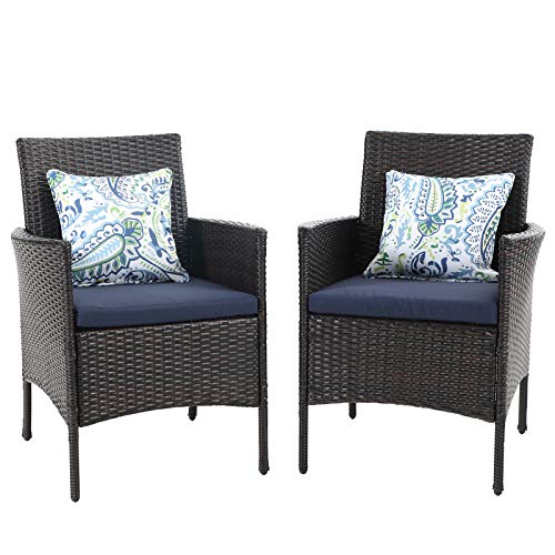 MFSTUDIO Garden Chairs Set of 2 Outdoor Wicker Rattan Chairs with Cushions Conversation Set for Patio Backyard Garden and Poolside