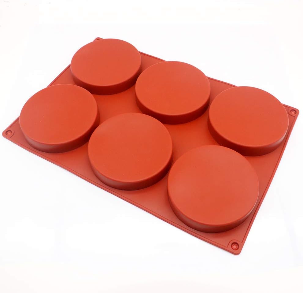 Molde de silicona de 6 cavidades para pasteles, tama o grande, discos redondos, de resina, antiadherente, para mousse, tartas, postre franc s, dulces, jab n