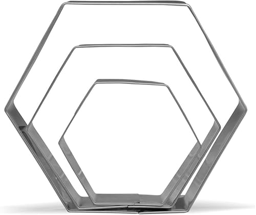 Juego de cortadores de galletas hexagonales grandes - 5", 4", 3" - 3 piezas - Acero inoxidable