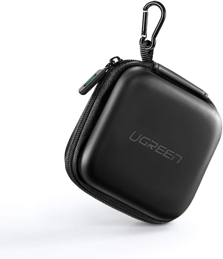 Lakko UGREEN Earphone Case Earphone Carrying Case Holder Storage Bag Headphone Mini Pouch Wireless Beats Bose Earphone Airpods Bluetooth Headset Wall Charger with USB Adapter Cable Carabiner (Black)