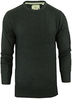 BRAVE SOUL Mens Binary' & 'Neutron' Crew Neck Jumper Fishermans Chunky Rib Knit
